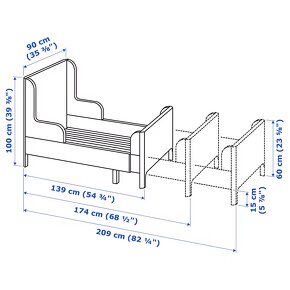 BUSUNGE Rozkladacia detská posteľ, biela, 80x200 cm - 5