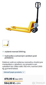 Paletový vozík, paletak 2500kg - 5