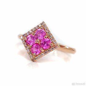 Zafírový Fancy Pink prsteň z ružového zlata a diamantami - 5