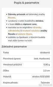 Strieborný prívesok kľúč - Rosato - 5