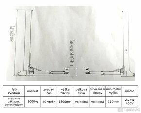 Dvojstlpový zdvihák bezprejazdový  3t nízky stlp - 5