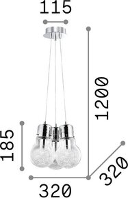 Hliníkové závesné svietidlo LUCE MAX 3 lampy - NOVÉ - 5