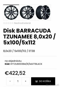 Alu disky Barracuda tzunamee 20” 5x112 a 5x100 - 5