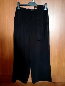 Čierne elegantné vzdušné nohavice Amisu s opaskom - 5