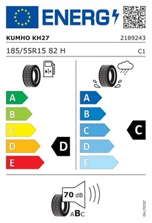 Predám pneu Kumho ecowing ES31 185/65 R15 88T - 5