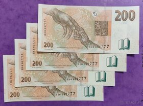 Bankovky stejná čísla - UNC neoběhové 100Kč 200Kč 500Kč - 5