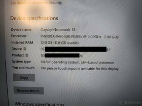 NOVÝ Celokovový Notebook Daysky 14" Intel N5095 12GB RAM - 5