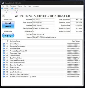 2TB SSD disk M.2 2230 NVMe WD PC SN740 – Používaný 33 h - 5