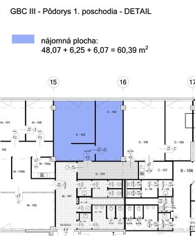 Prenájom 2 kancelárii o výmere 60,39m² na Galvaniho ulici v  - 5