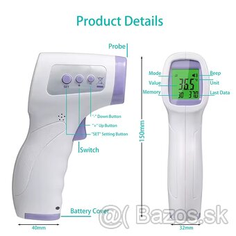 Medicínsky bezkontaktný teplomer - Meranie za 1s, tíchý chod - 5