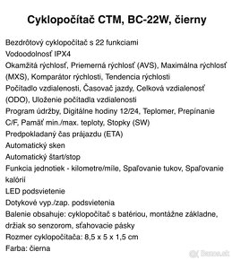 Cyklopočítač CTM BC-22W - 5