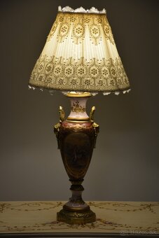 Zámecká stolní lampa se stínidlem - porcelán+bronz - 5