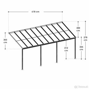 Hliníková pergola Borneo 4 x 3 a 6 x 3 -šedá a transparentná - 5