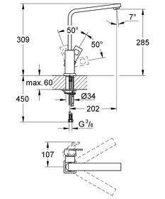 Grohe Eurocube - Drezová batéria, chróm 31255000 - 5