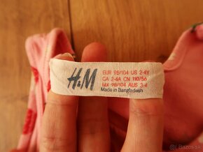 Dievčenské jahodové šaty H&M 98/104 - TOP STAV - 5