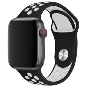 Apple Watch sportovy remienok 42/44/45/46mm cierno-biela S/M - 5