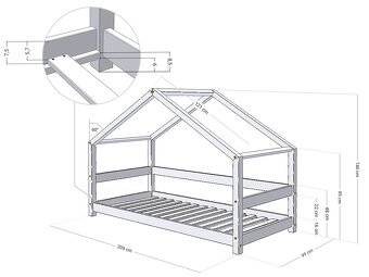 Detská domčeková posteľ Lucky 90x200 - 5