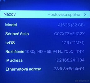 Predám Apple TV 4 generácie 32GB, model A1625 - 5