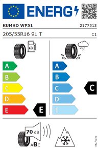 4ks Zimné pneumatiky KUMHO 205/55 R16 91T - 5