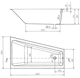 Vaňa Crea PRAVÁ 160x100 s nohami - 5