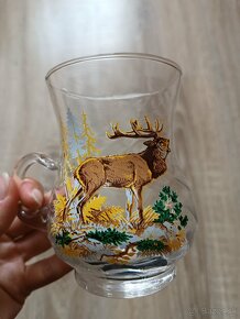 6x sklenený pohár s poľovníckym vzorom. - 5