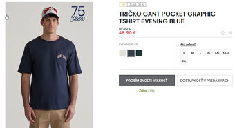 Nové tričko Gant (gant pocket graphic tshirt evening blue) - 5