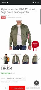 Alpha Industries MA-1 TT Jacket Sage Green bunda pánska - 5