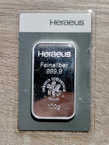 100g strieborná tehlička HERAEUS 999,9 - 5