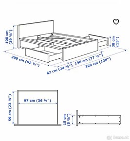 Malm postel 180x200 IKEA + nočné stolíky - 5