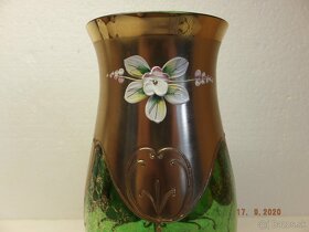 Novoborské sklo, krásná velká zelená váza. - 5