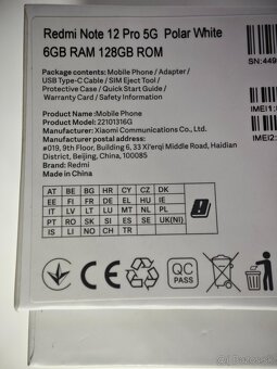 Redmi note 12pro 5g 6GB RAM 128GB - 5