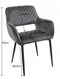 Jedálenská stolička AMALFI zamat (čierne nohy) - 5
