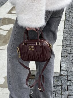 Kabelka Miu Miu Arcadie Matelassé Nappa Leather Bag Burgundy - 5