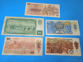 Bankovky ČESKOSLOVENSKO - 10, 20, 50, 100, 500 Kčs - 5