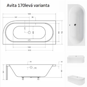 Vaňa Besco Avita 170 x 75 cm - 5