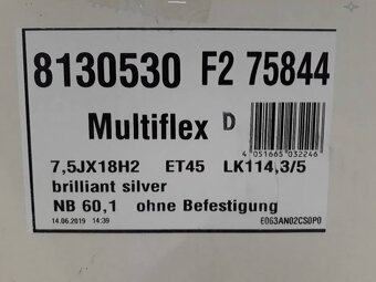 X Toyota, Suzuki alu disky 7,5 J 5x114,3 R18 ET45 - 5