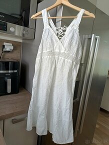 Biele letné bavlnené šaty S -M - 5