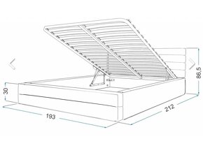 Čalúnená manželská posteľ 180x200 + 2ks matrace nové - 5