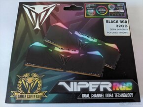 Patriot VIPER RGB Black DDR4 32GB KIT (2x16) 3600MHz CL18 - 5