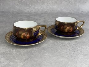 Starožitný porcelánový set 5ks šálky s podšálkami Antický vý - 5