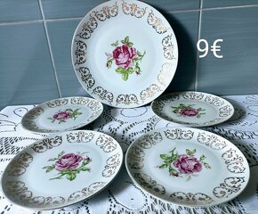 Porcelán - maslenička, koláčový set, misky - 5