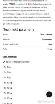 Pogumované jednoruční činky PROIRON 3 - 24 kg (8 párov) - 5