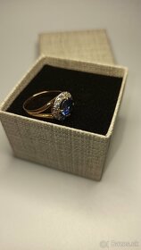 Predané- diamamantový zafírový  zlatý prsteñ - 5