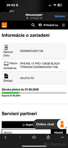 Predám Apple iPhone 15 Pro 128GB Black Titanium v záruke - 5