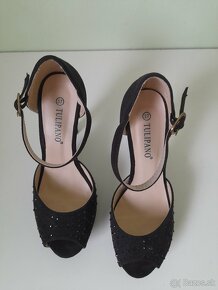 TULIPANO sandálové lodičky – čierne semišové - 5
