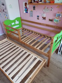 Detská posteľ s prístelkou - masívna borovica - 5