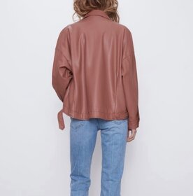 Zara oversize kožená bunda veľ.S - 5