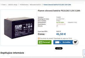 Predám Fiamm olovená batéria FG21202 12V/12Ah - 5