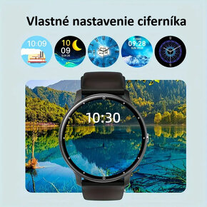 Fitness smart hodinky okrúhle, možnosť volania, čierne - 5