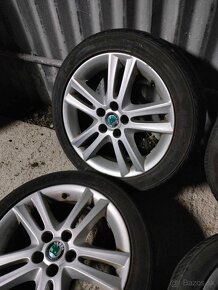 4ks alu disky orig. Škoda 5x100 r16 pneu 205/45 r16 6mm - 5